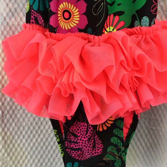 Cat & Jack Tropical Print Racer Back Swim Suit 18M - Picture 4 of 6